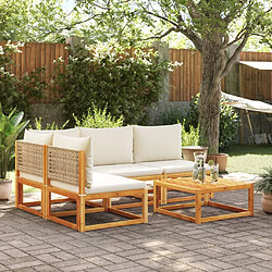 vidaXL Salon de jardin avec coussins 5 pcs Bois d'acacia solide 