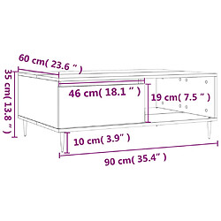 vidaXL Table basse sonoma gris 90x60x35 cm bois d'ingénierie pas cher