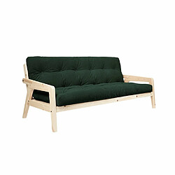 Inside 75 Canapé convertible futon GRAB pin naturel coloris vert foncé couchage 130 cm.