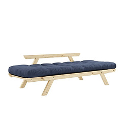 Acheter Inside 75 Banquette méridienne futon BEBOP pin naturel coloris bleu marine couchage 75*200 cm.