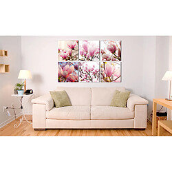 Decoshop26 Tableau toile de décoration murale impression premium en 6 parties sur châssis en bois motif Magnolias dans le Sud 120x80 cm 11_0016276