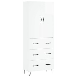 vidaXL Buffet haut Blanc brillant 69,5x34x180 cm Bois d'ingénierie