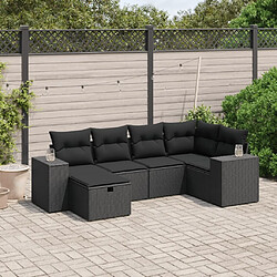 Maison Chic Ensemble Tables et chaises d'extérieur 6pcs avec coussins,Salon de jardin noir résine tressée -GKD911438