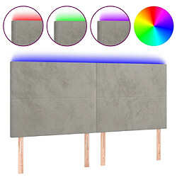 Maison Chic Tête de lit scandinave à LED,meuble de chambre Gris clair 160x5x118/128 cm Velours -MN32592