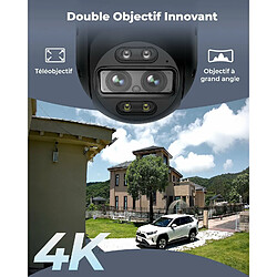 Reolink 8MP PTZ Camera Surveillance 2,4/5 GHz WiFi Exterieure, Double Objectif, Zoom 6X, Détection Humaine/Véhicule/Chat/Chien, Suivi Auto, Vision Nocturne Couleur