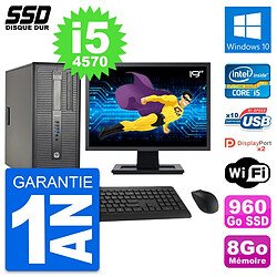 PC Tour HP ProDesk 600 G1 Ecran 19" i5-4570 RAM 8Go SSD 960Go Windows 10 Wifi - Occasion