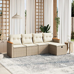 vidaXL Salon de jardin avec coussins 5 pcs beige résine tressée 