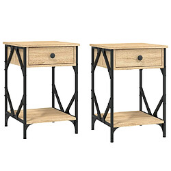 vidaXL Tables de chevet 2pcs chêne sonoma 40x42x60cm bois d'ingénierie