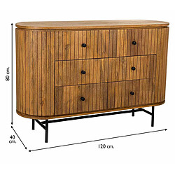 Pegane Commode, meuble de rangement avec 3 tiroirs en bois coloris marron - Longueur 120 x Profondeur 40 x Hauteur 80 cm