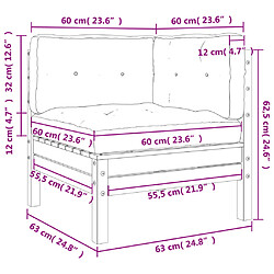 vidaXL Canapé d'angle de jardin coussins 2 pcs cire marron pin massif pas cher