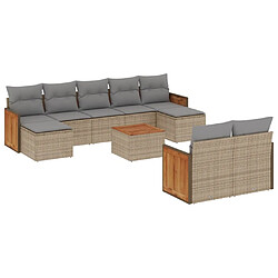 Maison Chic Salon de jardin avec coussins 10 pcs | Ensemble de Table et chaises | Mobilier d'Extérieur beige résine tressée -GKD81475