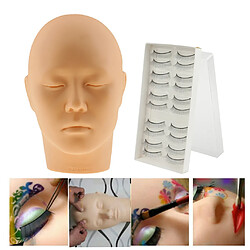 Chef de pratique de maquillage Massage Au Silicone Entraînement Entraînement Tête De Mannequin + 10 Paires De Faux Cils