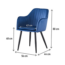 Avis Habitat Et Jardin Lot de 2 chaises Velma en velours avec accoudoirs - Bleu