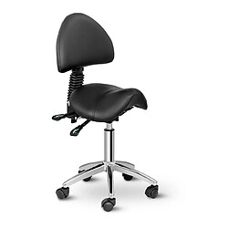 Helloshop26 Fauteuil siège selle avec dossier fer chromé synthétique PVC noir 14_0003499 