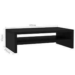 vidaXL Support de moniteur Noir 42 x 24 x 13 cm Bois d'ingénierie pas cher