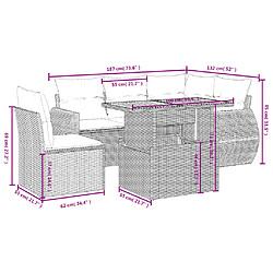 Avis vidaXL Salon de jardin avec coussins 6 pcs beige résine tressée