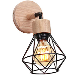 Stoex Lampe Murale Rétro Noir Applique Murale en Bois Vintage, Applique Murale Moderne Et Minimaliste, Pour Chambre À Coucher, Bar, Bureau, E27 