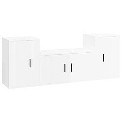 Maison Chic Ensemble de meubles TV 3 pcs pour salon - Blanc brillant Bois d'ingénierie -MN54590