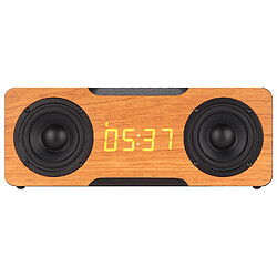 ComfortXL Enceinte bluetooth en bois avec horloge numérique haut-parleur sans fil, prend en charge la lecture bluetooth, aux et carte mémoire - grain de noyer clair 