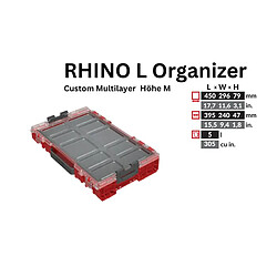 Avis Toolbrothers RHINO L Organizer ULTRA Hhe L Custom Multilayer 452 x 358 x 79 mm 6 l stapelbar IP54