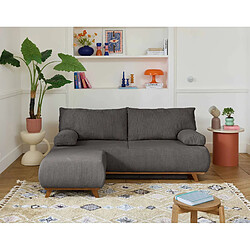 Bestmobilier Cristal - canapé 3 places - convertible avec coffre et pouf - en velours texturé Cristal - canapé 3 places - convertible avec coffre et pouf - en velours texturé - Gris foncé