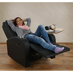 Mendler Fauteuil de télévision Durham, fauteuil relax, chaise longue, similicuir ~ noir