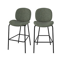 Rendez Vous Deco Chaise pour îlot central Iris en tissu bouclé vert kaki 63,5 cm (lot de 2) 