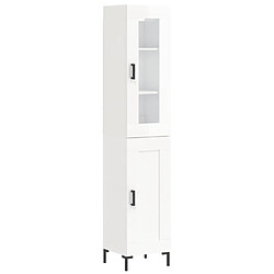 Maison Chic Buffet,Meuble de Rangement,commode pour salon,Cuisine Blanc brillant 34,5x34x180 cm Bois d'ingénierie -MN63321