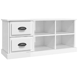 Maison Chic Meuble TV scandinave - Banc TV pour salon blanc brillant 102x35,5x47,5 cm bois d'ingénierie -MN27819