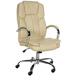 Decoshop26 Fauteuil de bureau sur roulettes largeur d'assise XXL en PVC crème et métal chromé 10_0002415 