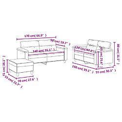 vidaXL Ensemble de canapés 3 pcs avec coussins Noir Similicuir pas cher