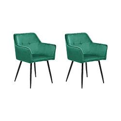 Beliani Chaise de salle à manger Set de 2 Velours Vert émeraude JASMIN 