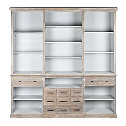 Pegane Bibliothèque, étagère en bois de manguier coloris naturel, gris - longueur 220 x profondeur 45 x Hauteur 230 cm