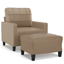 vidaXL Fauteuil avec repose-pied Cappuccino 60 cm Similicuir