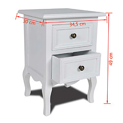 vidaXL Table de chevet avec 2 tiroirs MDF Blanc pas cher