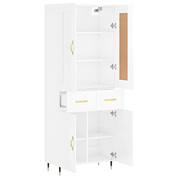 Avis vidaXL Buffet haut Blanc brillant 69,5x34x180 cm Bois d'ingénierie