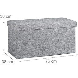 Helloshop26 Tabouret banquette pouf de rangement pliant coffre repose-pieds 76 cm lin gris 13_0002337_4