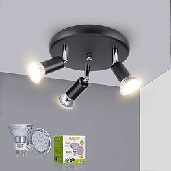 Universal Lampe lustre LED pivotant 350 noir y compris 3 x 6 W projecteur ampoule lumière blanche chaude 2800K(Le noir) 