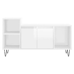 Maison Chic Meuble TV scandinave - Banc TV pour salon Blanc brillant 100x35x55 cm Bois d'ingénierie -MN40217 pas cher