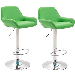 Decoshop26 Lot de 2 tabourets de bar repose-pieds en forme d'arc en métal chromé assise en PVC vert 10_0004022 