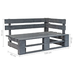 vidaXL Canapé d'angle palette de jardin Gris Bois de pin imprégné pas cher