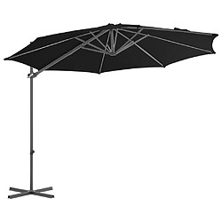 vidaXL Parasol de jardin en porte-à-faux avec mât en acier noir 300 cm