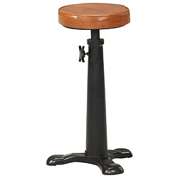 vidaXL Tabourets de bar lot de 2 marron cuir véritable et fonte