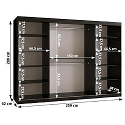 Acheter Abiks Meble Armoire Dome 3 à Portes Coulissantes 200/250/62 3 Portes (blanc)