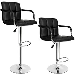 Helloshop26 Lot de 2 tabourets de bar hauteur réglable design moderne noir 1208006 