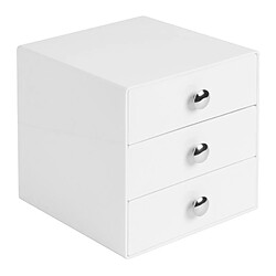 InterDesign Boîte de rangement 3 tiroirs - Blanc - Mini commode