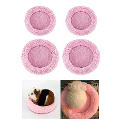 4 Pièces Polaire Pour Animaux De Compagnie Confortable Tapis Tampons Literie Pour Lapin Rat Hamster Souris Lit Maison Rose pas cher