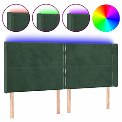 Maison Chic Tête de lit moderne à LED lumineuse pour chambre - Décoration de lit Vert foncé 183x16x118/128 cm Velours -MN68414