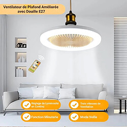 FIMEI Ventilateur de plafond E27 à LED 3 Vitesse Mini Fan avec Dimmable Eclairage 3 Couleurs, Blanc pas cher