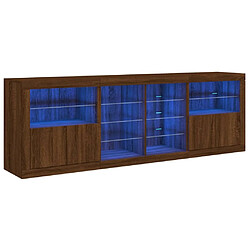 Maison Chic Commode Buffet - Meuble de rangement avec lumières LED chêne marron 202x37x67 cm -GKD10388